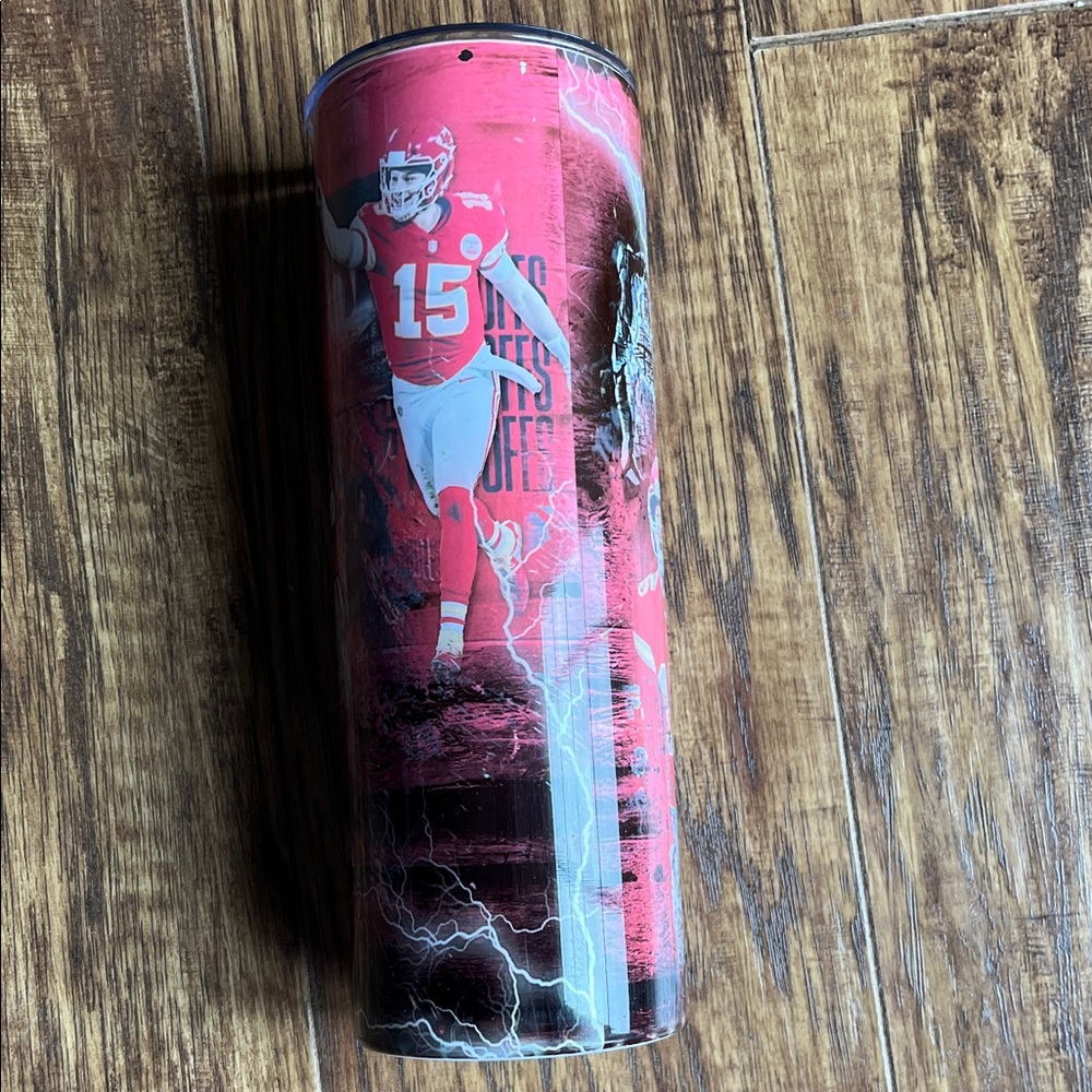 Patrick Mahomes #15 Football Tumbler - Red & Black